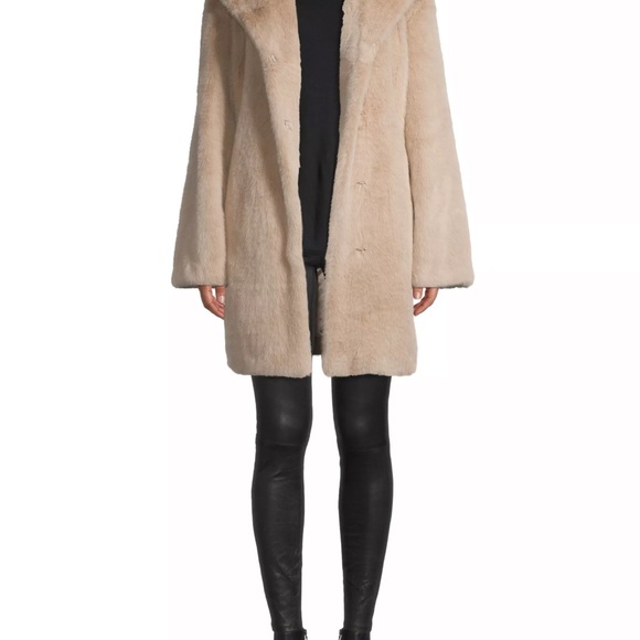 Donna Karan faux fur buddy coat size medium - Picture 2 of 5
